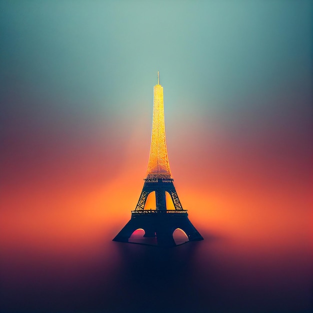 Photo beautiful eiffel tower illustration background isolated generative ai