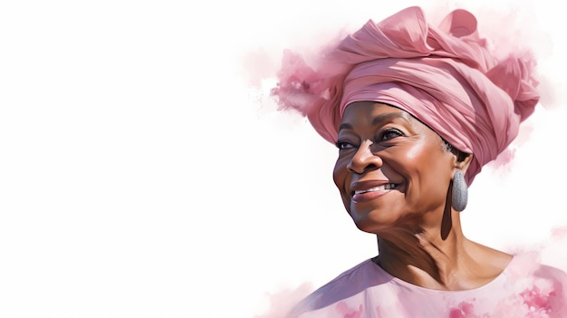 Beautiful elderly African American woman on a light background