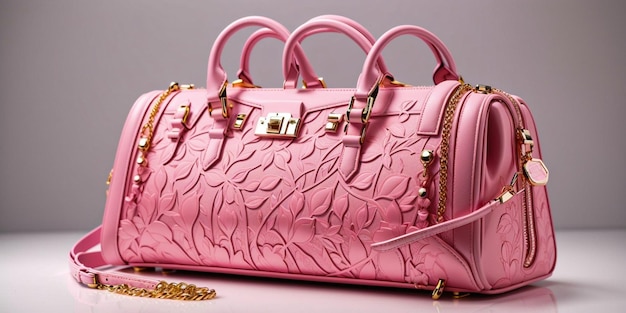 美しい優雅さと豪華なファッションのピンクの女性のハンドバッグ