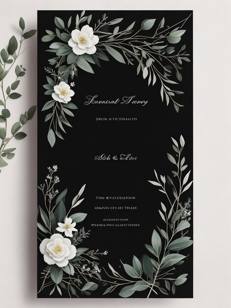 Photo beautiful and elegant floral wedding invitation card template