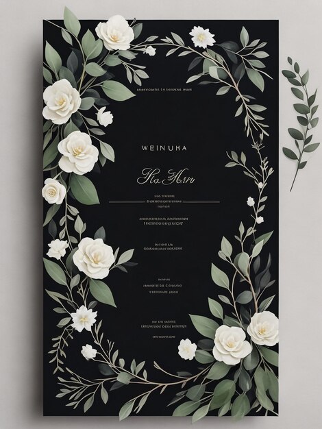 Photo beautiful and elegant floral wedding invitation card template