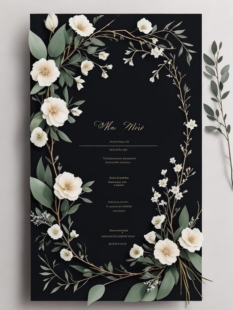 Photo beautiful and elegant floral wedding invitation card template