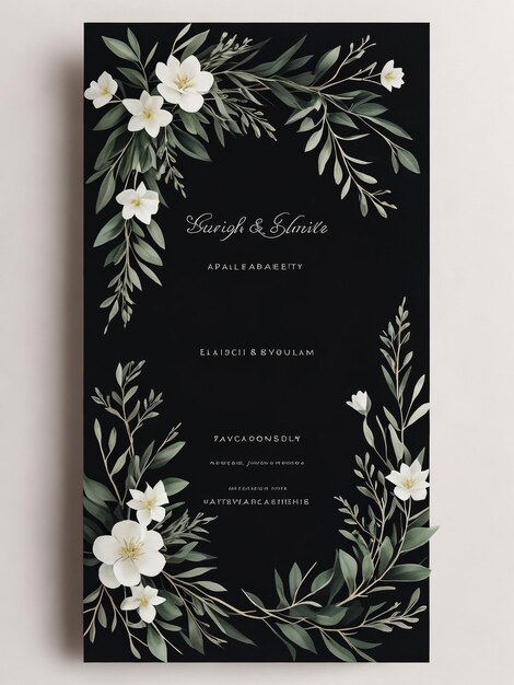 Photo beautiful and elegant floral wedding invitation card template