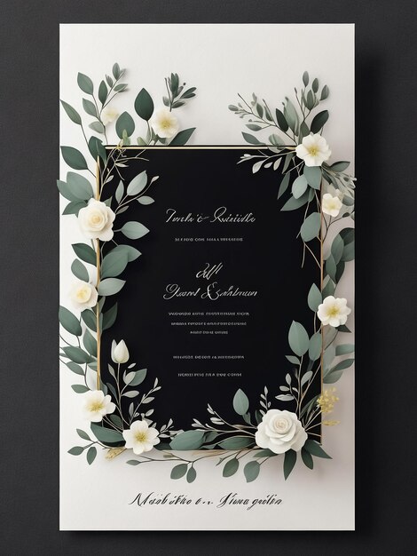 Photo beautiful and elegant floral wedding invitation card template