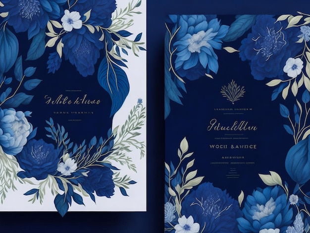 美しくエレガントな花の結婚式の招待カードのテンプレート