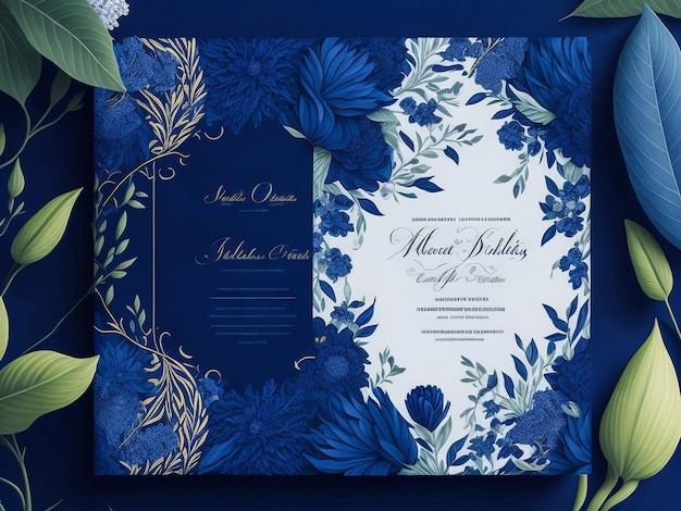 美しくエレガントな花の結婚式の招待カードのテンプレート