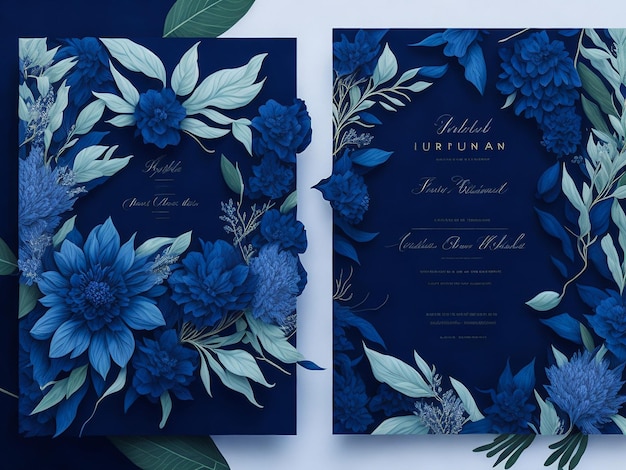 Photo beautiful and elegant floral wedding invitation card template