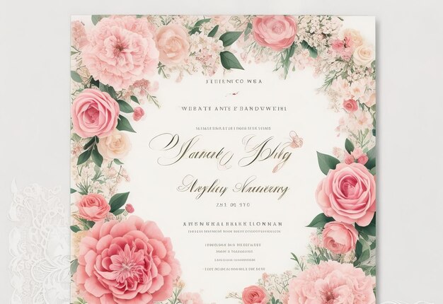 Photo beautiful and elegant floral wedding invitation