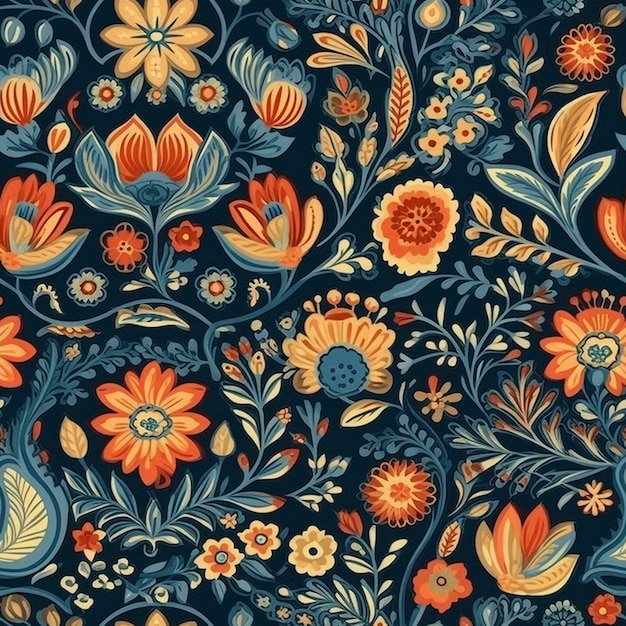 Beautiful elegant flower seamless pattern created with generative AI