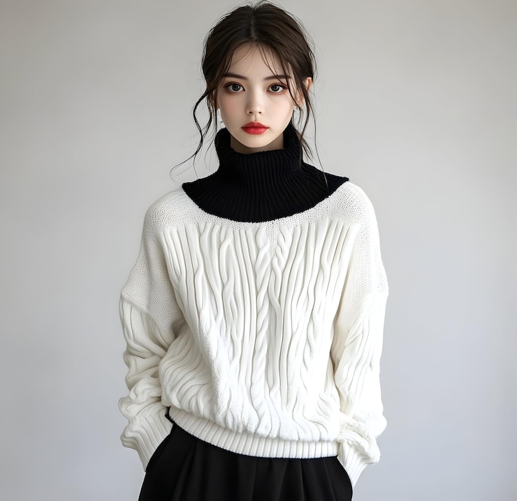 Photo beautiful and elegant women appearance wearing outfit posing female winter style female top mockup