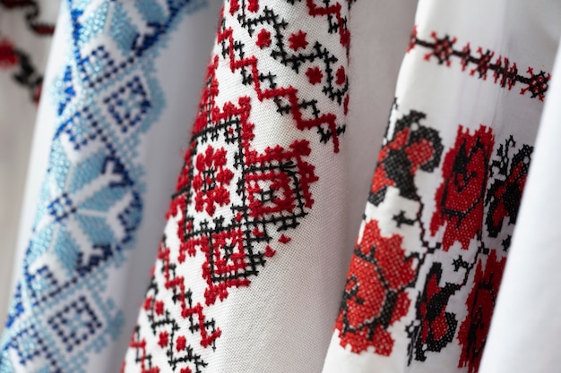 Beautiful embroidered shirts close up