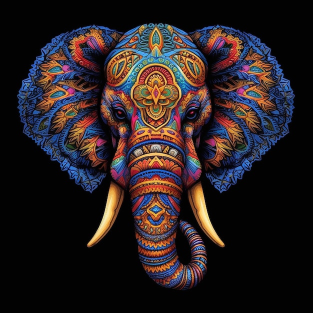 красивая вышивка слона Эд Харди ткань вектор