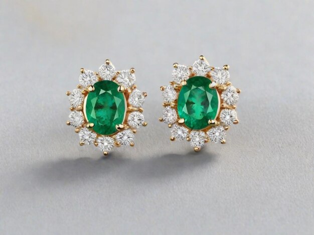 Photo beautiful emerald green earrings