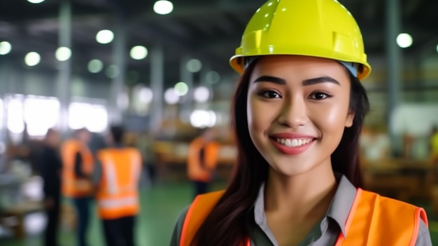 Beautiful Empowering Female Car Mechanic is Posing in a Car Service She Wears Safety Glasses Speci