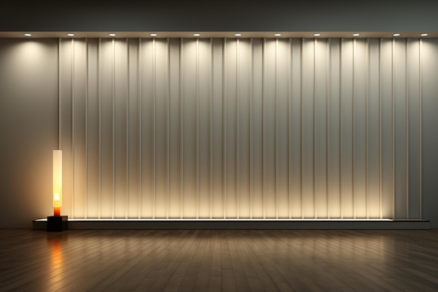 Beautiful empty wall with lateral lighting columns creating a minimalistic backdrop