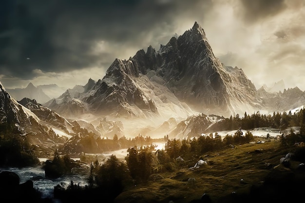 Beautiful Environment with Mountain Background Image