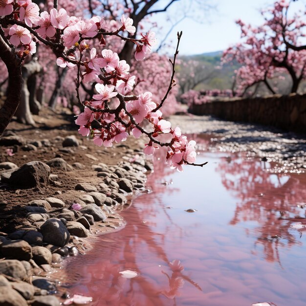 Foto il bellissimo ambiente del mondo durante la primavera