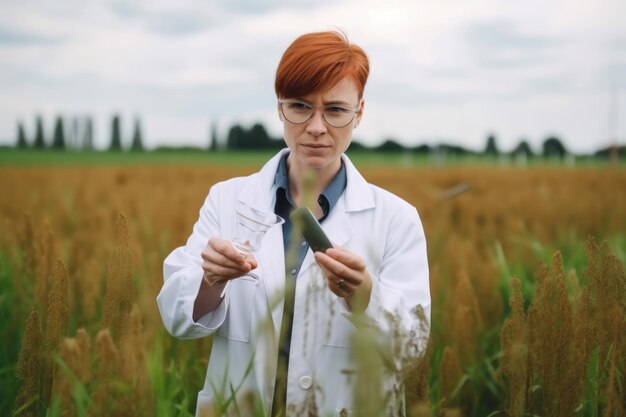 Фото Красивый ученый-эколог с короткими рыжими волосами и решительным выражением лица