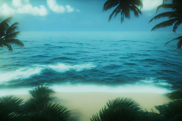 Beautiful epic sea and palm