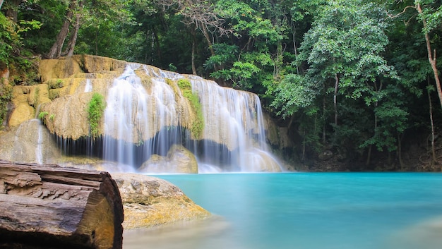 Beautiful Erawan Waterfall in the middle of the rainforest Erawan Waterfall Kanchanaburi Thailand