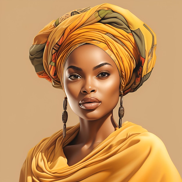 頭にターバンをかぶった美しいエチオピアの女性 ファッション アフリカ系アメリカ人 モデル 民族