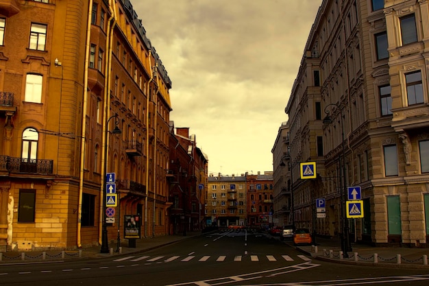 Beautiful evening buildings of the old city