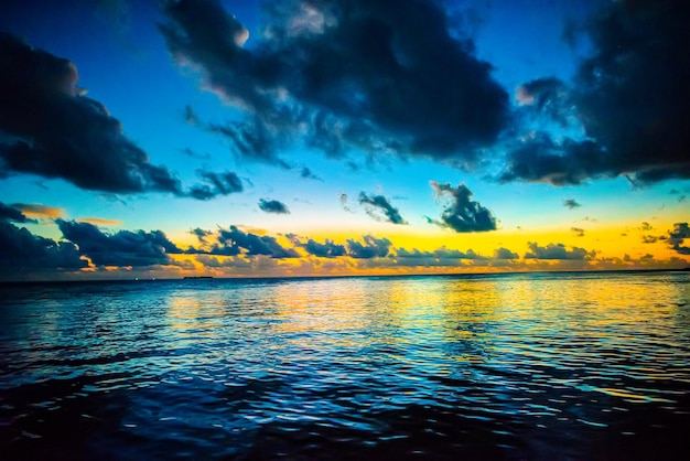 Beautiful evening sunset on the coast of the island Maldives