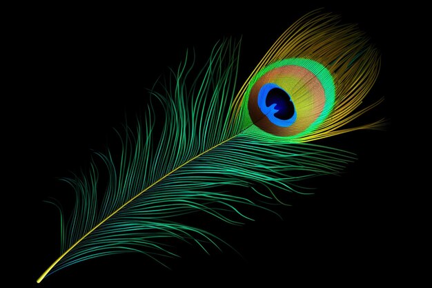 Beautiful exotic peacock feather on black background