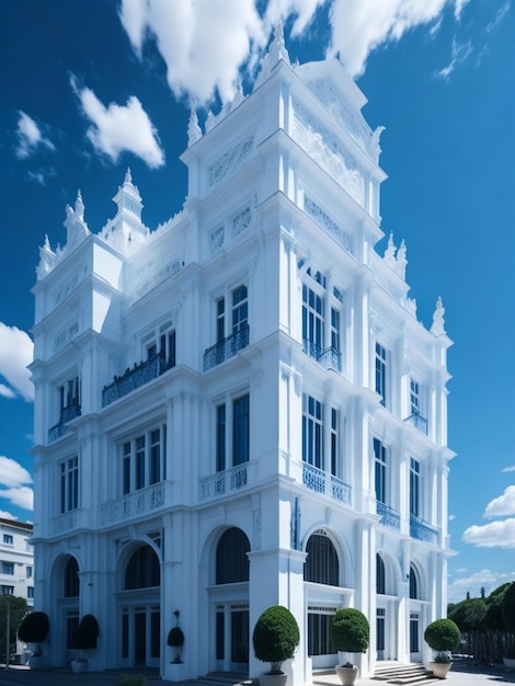 Beautiful exotic white building under the blue sky