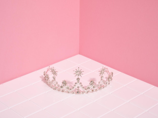 A beautiful expensive tiara with sparkling stones Copy space for text Jewelry and a fashionable look