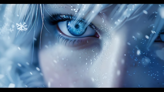 사진 메이크업 스모키 아이즈와 제네레이티브 ai를 가진 젊은 소녀의 아름다운 표현력 있는 반이는 파란 눈