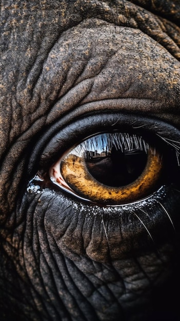 장엄한 코끼리의 아름다운 눈 초상화 AI 생성