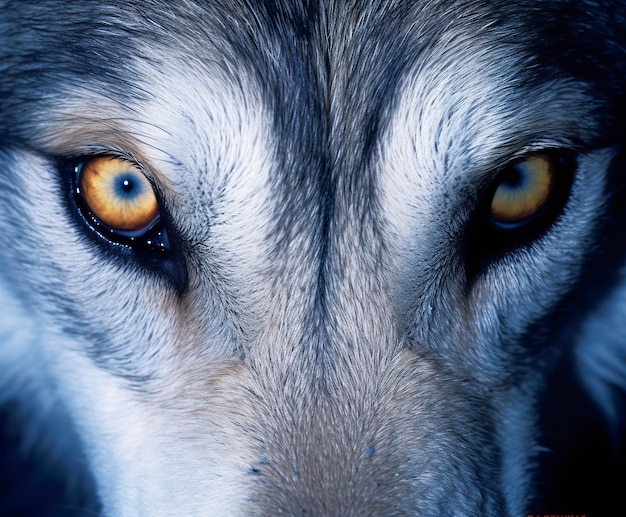 Photo beautiful eyes of a wild wolf generative ai