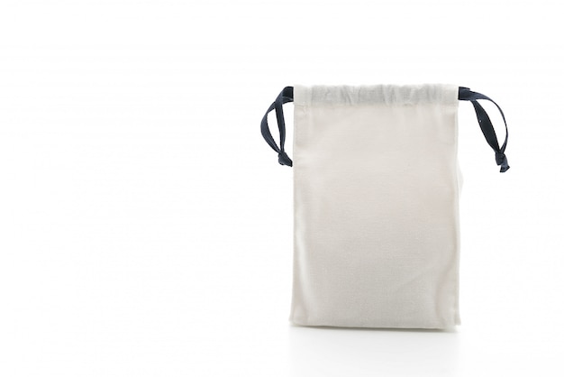 Photo beautiful fabric bag on white
