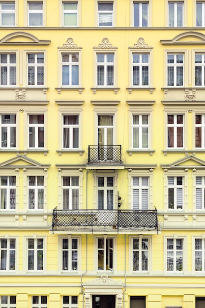 Beautiful facade of an old building old building facade detail