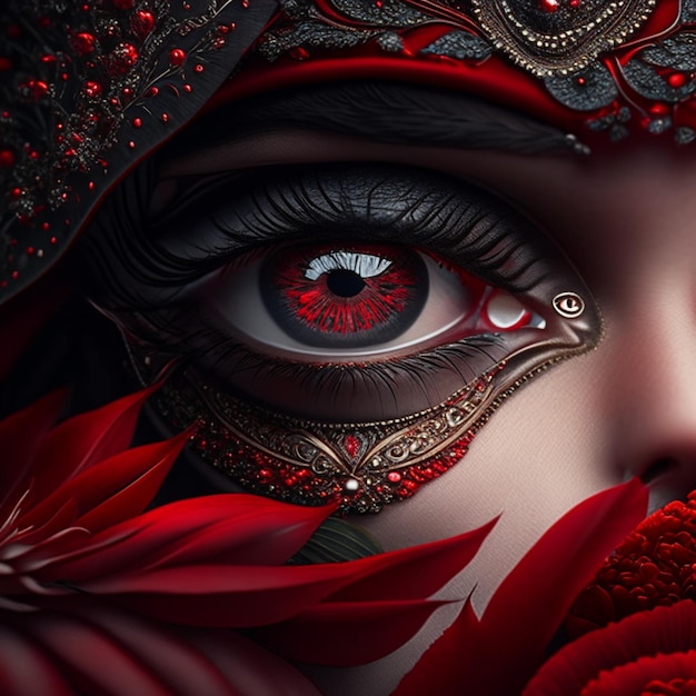 Beautiful Face Red Eyes Girl