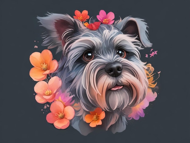 A beautiful face schnauzer dog