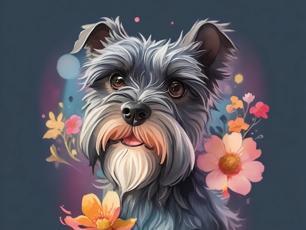 A beautiful face schnauzer dog