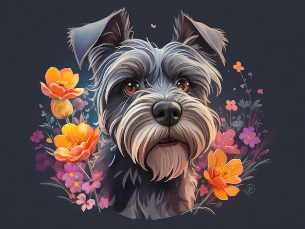 A beautiful face schnauzer dog