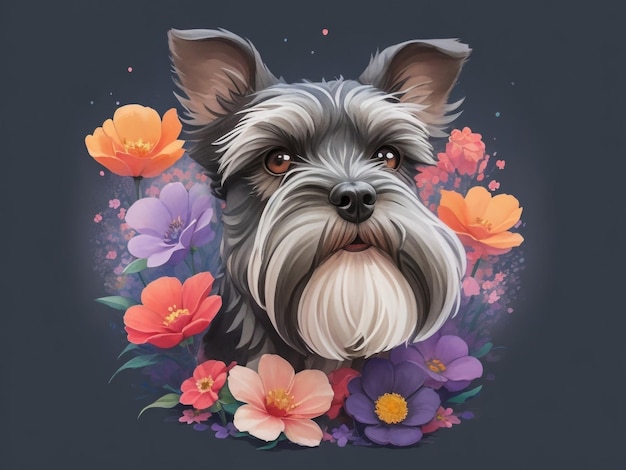 A beautiful face schnauzer dog