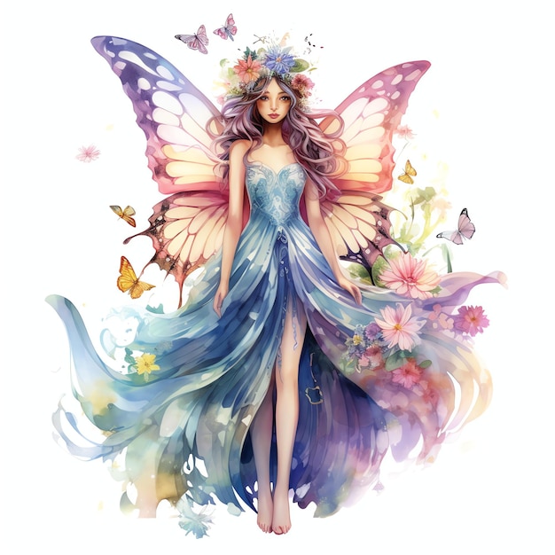 beautiful fairy in fantasy fairytale world clipart illustration