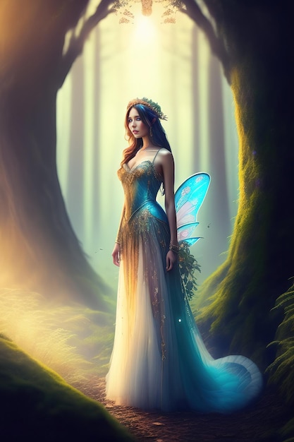 幻想的な魔法の森の美しい妖精 存在しない人