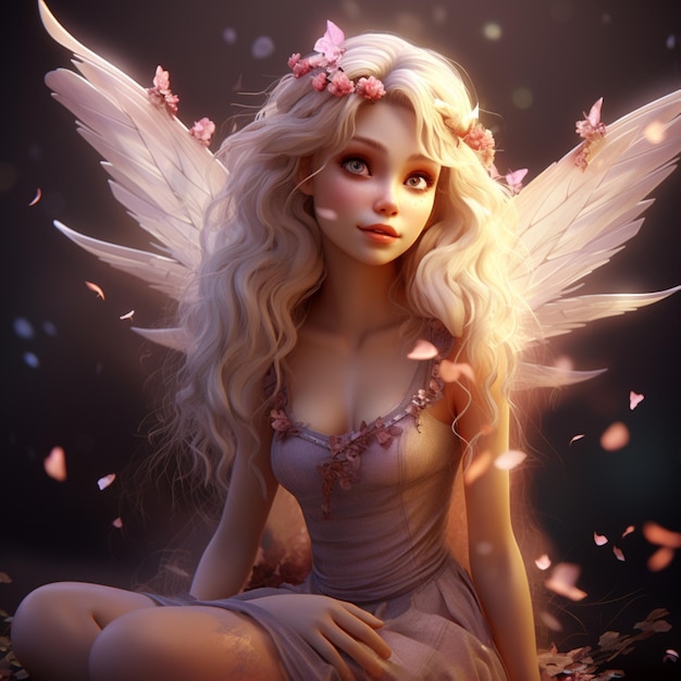 Photo beautiful fairy girl cartoon character royalty image ai generated art