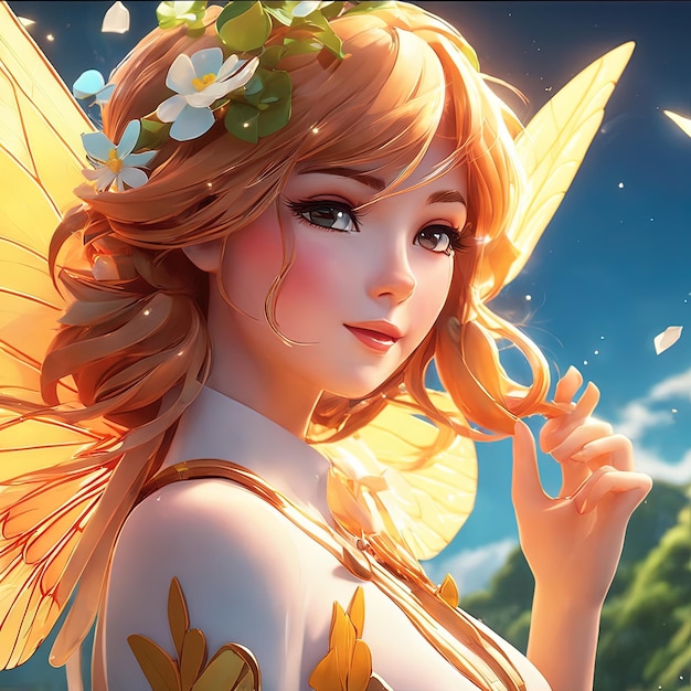 beautiful fairy tale fairy with flowers and butterflybeautiful fairy tale fairy with flowers and but