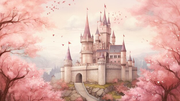 beautiful fairy tale landscape illustration