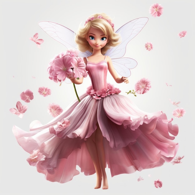 Beautiful fairy with flowers and butterflies Vector illustration for your design