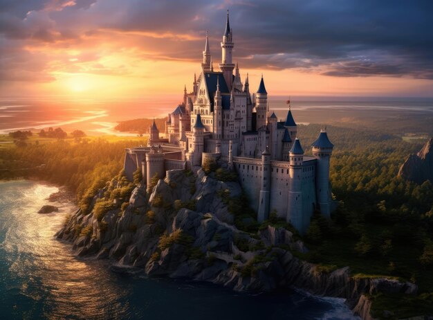 Beautiful fairytale castle and river