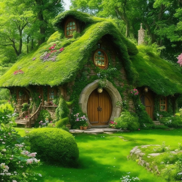 Photo a beautiful fairytale house created with generative ai