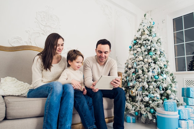 Beautiful family celebrating Christmas