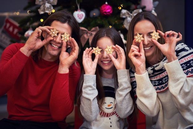 beautiful family spending Christmas at home